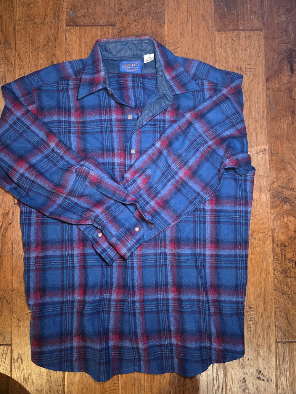 Pendleton Men's Navy and Red Plaid Button-Down Shirt